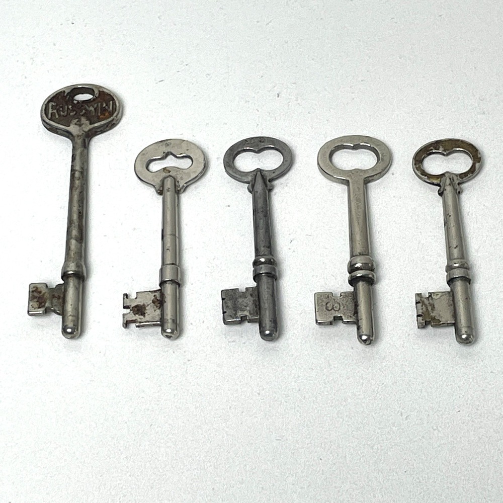 Antique Skeleton Bit Mortise Door Keys Lot of 5 Russwin C.H. Co. AB3 AB6